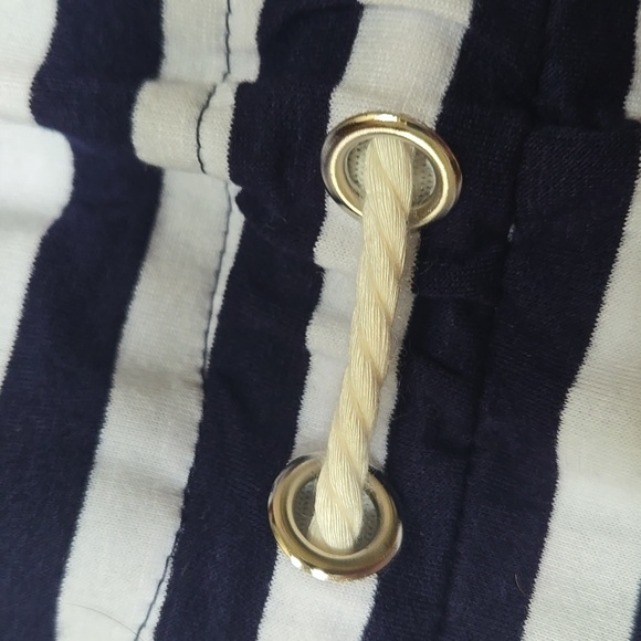 New Sandiva Blue/White Striped Drawstring Tie Waist Strapless Cover-Up/Romper - Picture 8 of 8